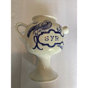 Vintage Lilly Reproduction Apothecary Jar “Syr Rosar Sol” Portugal 1989 Ceramic